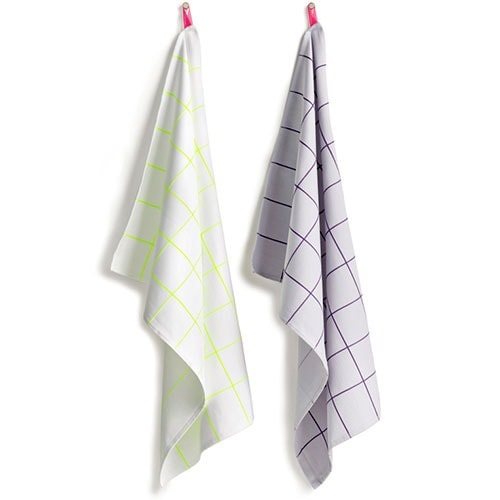 Set of 2 Striped Cotton Tea Towels - 29.5