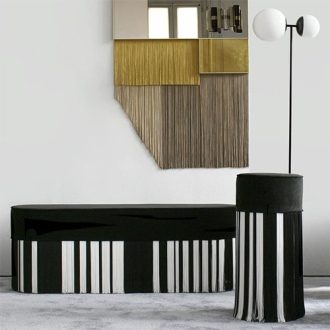 Couture White Stripe Bench